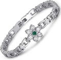 RainSo Women's Magnetic Snowflake Bracelet - Stainless Steel Bracelet - Deep Green Gemstone and Crystal Inlay Design - Adjustable Size Comes with Gift Box -Christmas Holiday Gifts for Her