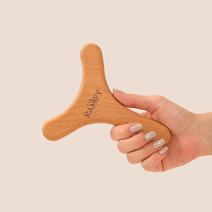 Natural Wood Y-Shape Massage Tool, Ergonomic Gua Sha Board for Body, Wood Therapy Massager for Legs, Arms & Neck, Deep Tissue Tool for Soothing Sore Muscles