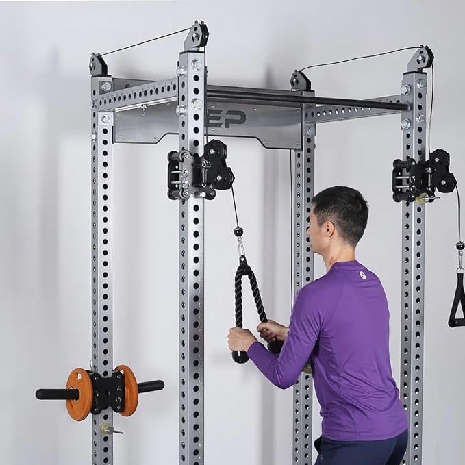 Double Length Tricep Rope for Cable Machines - 55 Inch Heavy Duty Pulldown Attachment, 4ft 7in Gym Strength Training Accessory & Home Workout Equipment