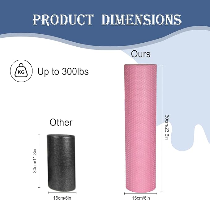 23.6″ Large Foam Roller – Solid High-Density EPP Yoga Column, 5.9″ Diameter for Full-Body Stretch & Myofascial Release, Excercise, Massage and Recovery (Pink)