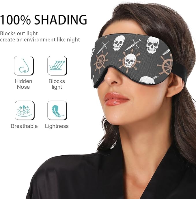 Sleep Masks Skeleton Pirate and Boat Rudder Eye Cover for Sleeping