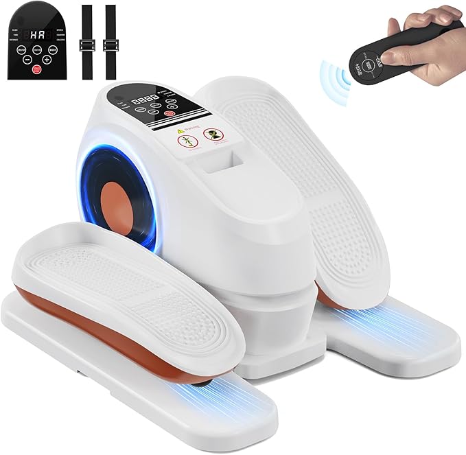 2025 Under Desk Elliptical Machine, Electric Ellipse Leg Exerciser Pro As Seen On TV with 16 Adjustable Speed, Quiet and Fully Assembled with Remote Control & Non-Slip Foot Straps White New