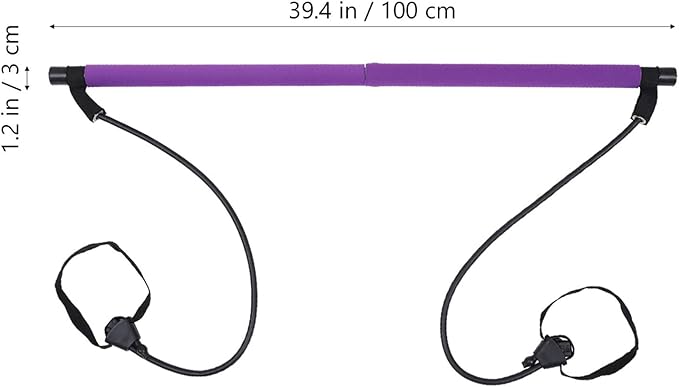 Adjustable Fitness Rod with Foot Strap for Full Body Workout Portable Bodybuilding Equipment for Women and Men for Home Exercise Shaping Purple