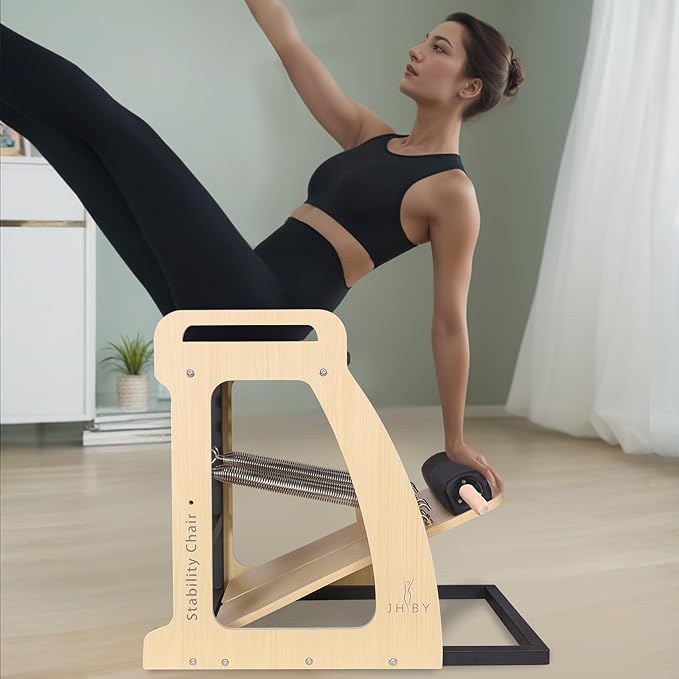 Pilates Chair, Pilates Chair for Home Workouts, Sturdy Metal Frame, Pilates Stability Chair, Yoga Fitness Trainer, Pilates Reformer Machine (Black)