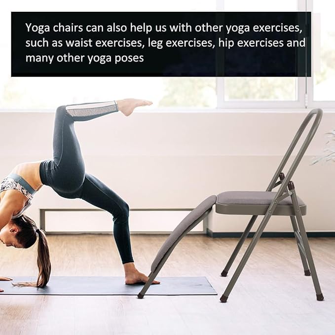 Yoga Chair with Lumbar Support, Multifunctional Yoga Stool with Removable, Yoga Auxiliary Chair with Lumbar Support, Yoga Pilates Chair, Yoga Inversion Chair