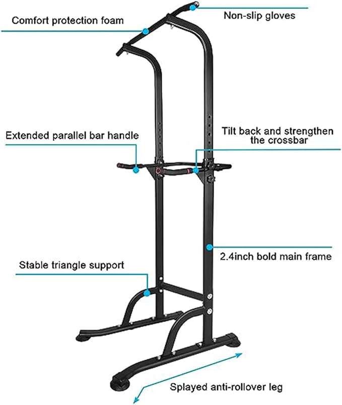 Power Tower Workout Dip Station Pull Up Bar, Height Adjustable Multi-Function Dip Stand for Home Gym, Strength Training Fitness Equipment