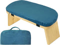 Natural Beech Wood Yoga Bench, Ergonomic Design for Kneeling, Meditation, Pilates, FSC Certified (Blue)