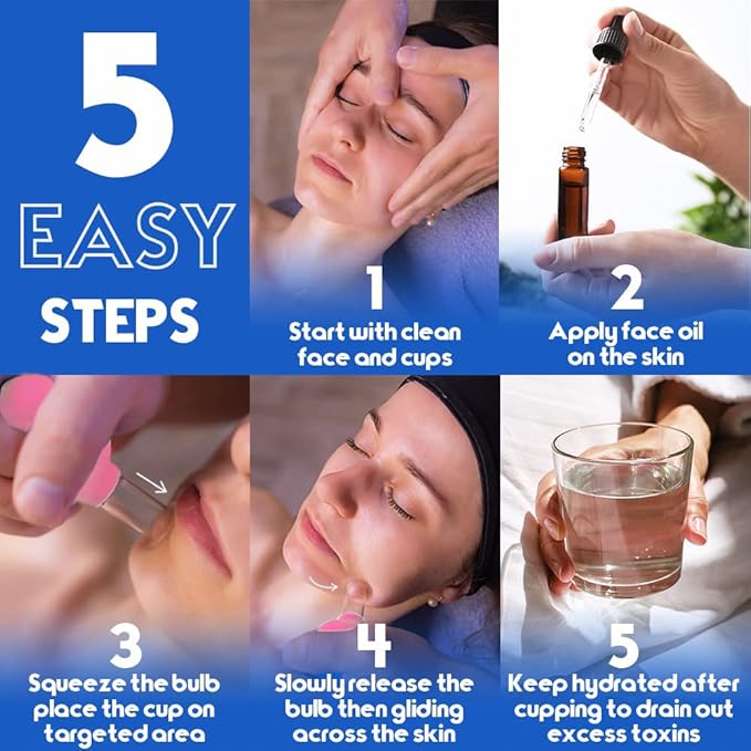 4 PCS Glass Facial Cupping Set | Silicone Vacuum Suction | Cupping Massage Therapy | A Kit For Anti Cellulite, Anti Wrinkle and Instantly Ageless Skin | For Eyes, Face and Body(Pink)