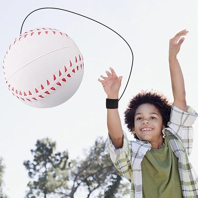 Sports Wrist Return Ball, Baseball on String with Rubber Rebound Ball, Elastic Wristband for Training