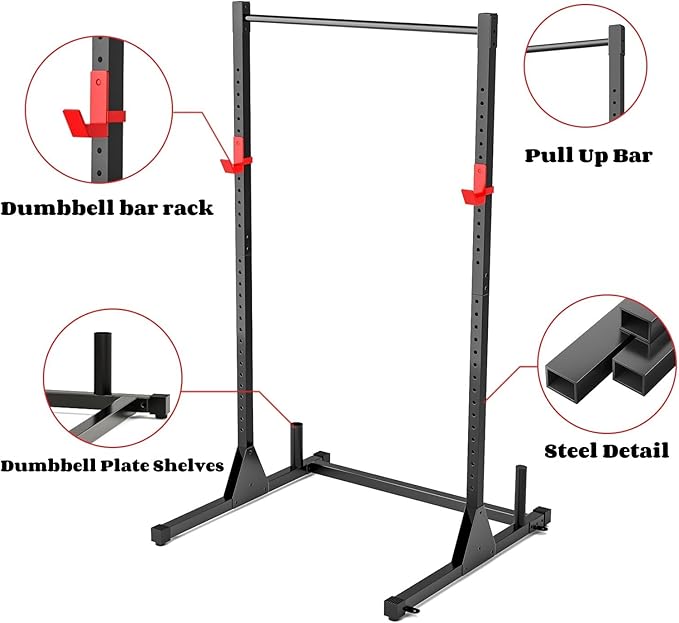 NAYSAYE Power Tower Dip Station, Multifunctional Strength Training Gym Equipment with Adjustable Height, Pull Up Bar Station with 500LBS Loading Capacity, Black