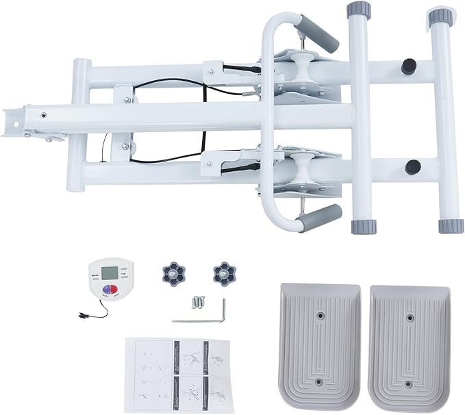 Stair Stepper Machine for Home, Foldable Stepper Climber with LCD Display & 3-Level Resistance, Compact Cardio Equipment for Legs & Core Workout - White