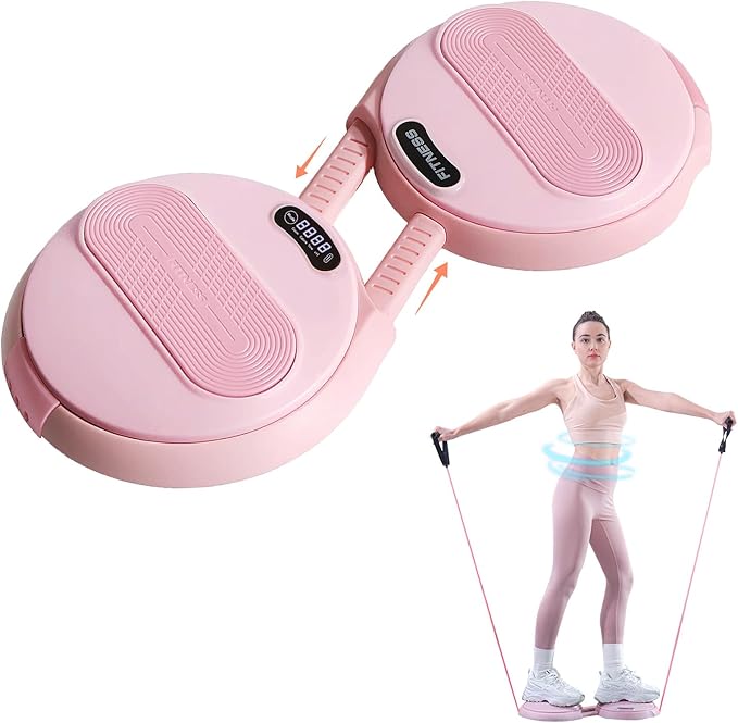 Ab Twister Board, Waist Twister Machine with Counter & Resistance Bands, Adjustable Foot Spacing Waist Twisting Disc for Slimming, Toning and Fitness, Core & Ab Workout Disc