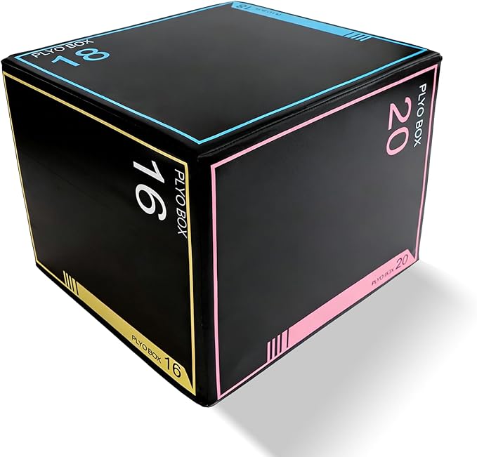 3-in-1 Dense Foam Plyometric Jump Box,30"x24"x20"-24"x20"x16"-20"x18"x16"Non-Slip Box Jumps for Home Gym,Exercise Foam Plyo Box for Fitness Training-Step-Ups,Split Squats,Dips,Box Jump Cube
