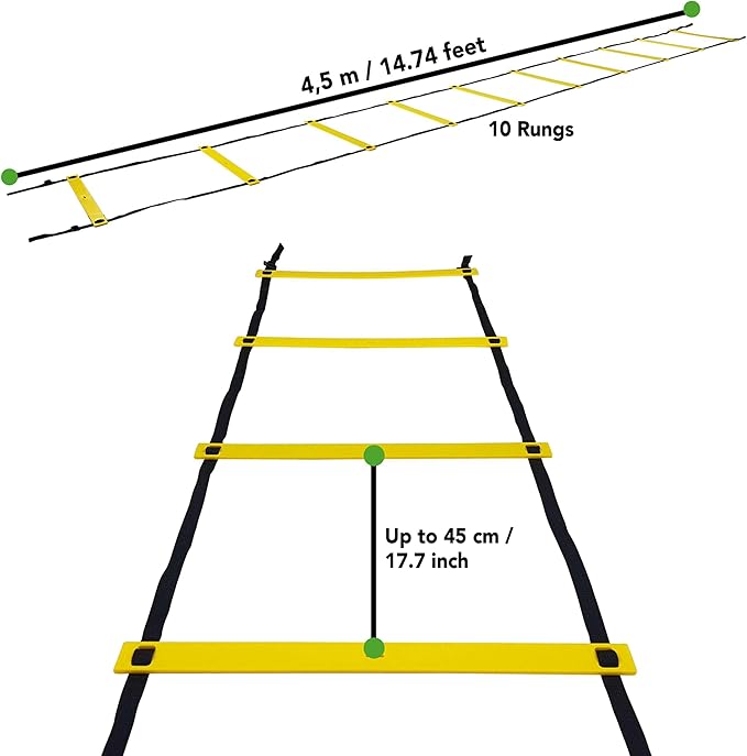 Tunturi Unisex's Functional Agility Ladder Speed Soccer, Black, 4.5 m