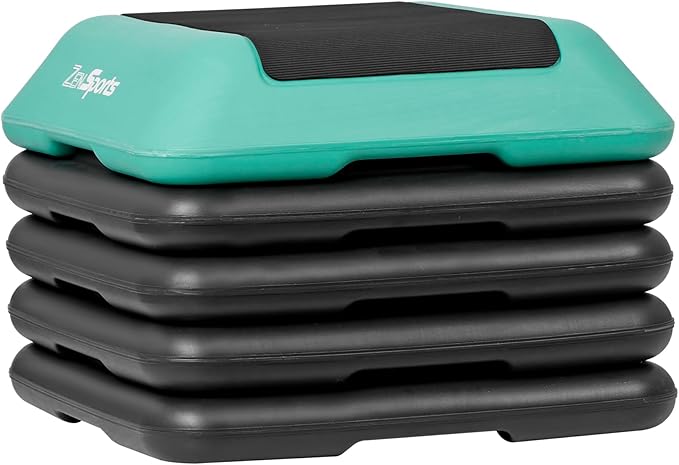 ZENY 16" x 16" High Aerobic Step Aerobics Stepper Platform with 4 Risers, Exercise Workout Stepper, Home Gym Equipment, Fitness Step Platform, Adjustable Aerobic Stepper