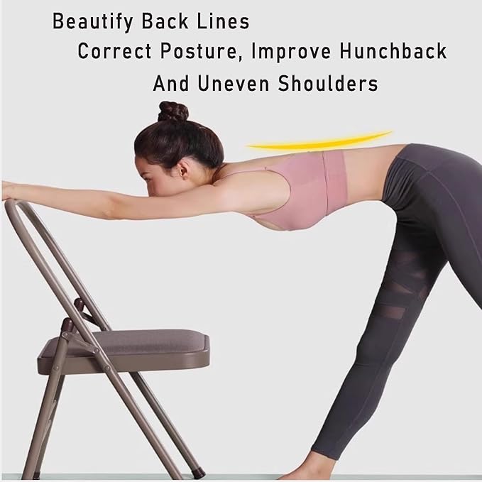 Yoga Chair,Foldable Pilates Chair,Thickened Steel Pipe Comfortable Breathable,for Indoor and Outdoor Yoga Studios(Color1)