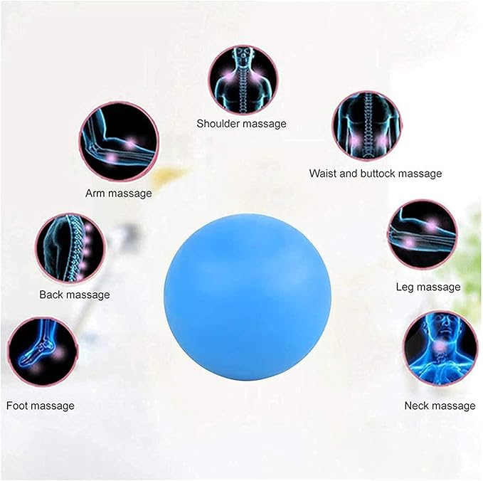 WOVTE 2 Pack Massage Lacrosse Balls for Sore Muscles, Shoulders, Neck, Back, Foot, Body, Deep Tissue, Myofascial Release, Trigger Point Therapy, Muscle Knots and Yoga Therapy (Blue)