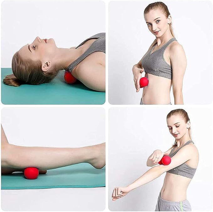 WOVTE Massage Lacrosse Ball for Sore Muscles, Shoulders, Neck, Back, Foot, Body, Deep Tissue, Trigger Point, Muscle Knots, Yoga and Myofascial Release (Red)