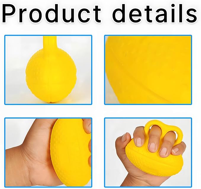 Hand Grip Strength Trainer,Finger Exerciser Balls for Hand Therapy,Stress Relief Balls for Adults(Yellow)