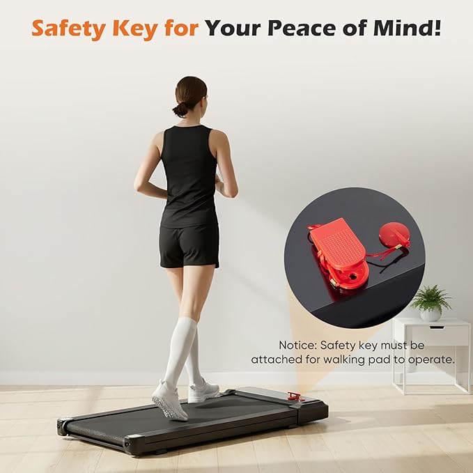 Sweetcrispy Compact Armless Treadmill for Small Spaces, Quiet Under-Desk Walking Pad, Slim & Portable Design for Home Office Workouts, Ideal for Apartments and Work-from-Home Fitness, Coal-Black