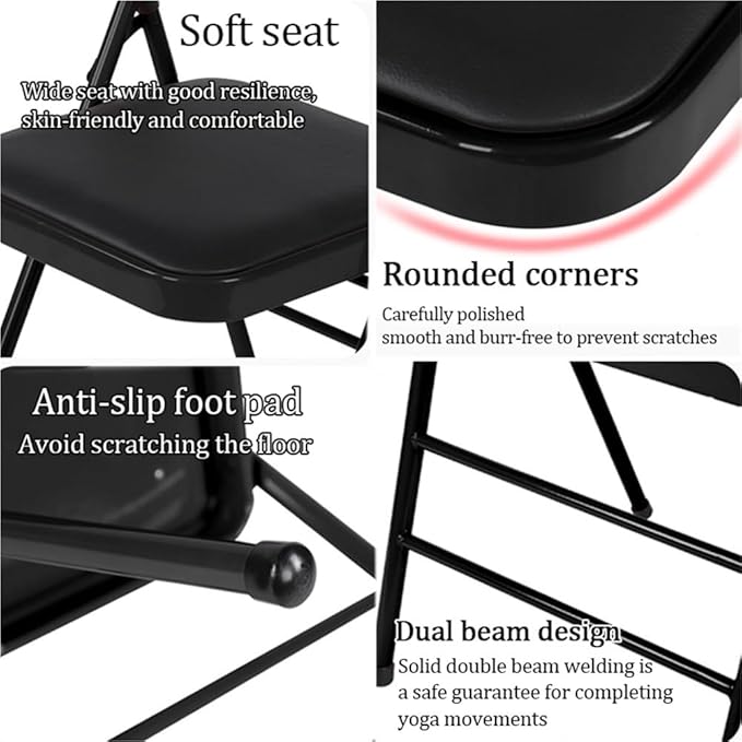 Folding Yoga Chair for Adults, Curved Chaise Lounge Chair for Yoga, Heavy-Duty Meditation and Exercise Chair with Detachable Lumbar Back Support for Home Workouts and Stretching(Gray)