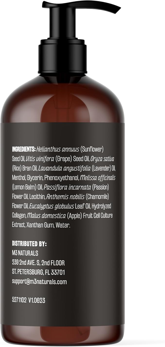Lavender Massage Oil with Collagen and Stem Cells - Skin Firming Therapy Oil for Cellulite and Quick Absorption on Bum, Thighs, and Belly, 8 fl oz (Pack of 2) by M3