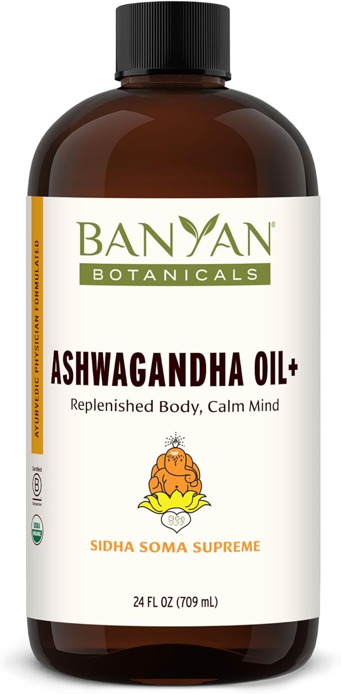 Banyan Botanicals Ashwagandha Oil+ – Organic Herbal Oil – Comforting Sore Muscle Massage Oil for Post-Workout Recovery – 24 oz – Non GMO Sustainably Sourced Ayurvedic Physician Formulated