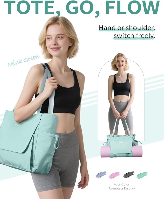 sportsnew Yoga Mat Bag Tote Yoga Gym Bags For Women Men with Waterproof Wet Pocket & Hook-and-loop, Quick Access Storage Yoga Mat Bag Carrier