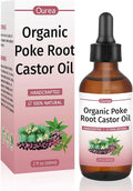 Organic Poke Root & Castor Oil – Natural Herbal Massage Oil for Lymphatic Massage, Skin Care & Relaxation – Deep Tissue Body Oil with Dropper – 2 fl oz
