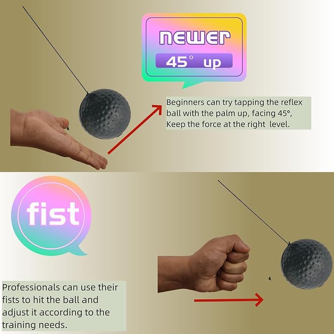Sports Reaction Ball Boxing Reaction Training Ball, PU Reflex Ball Head-Mounted Love Adjustable Elastic Band, Perfect for Fighting Skills, Reaction Speed, Hand-Eye Coordination Training