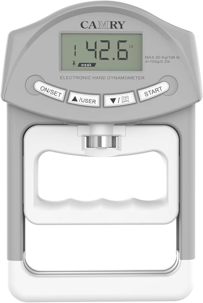 CAMRY Digital Hand Dynamometer Grip Strength Measurement Meter 198Lbs / 90Kgs Auto Capturing Electronic Hand Grip Power