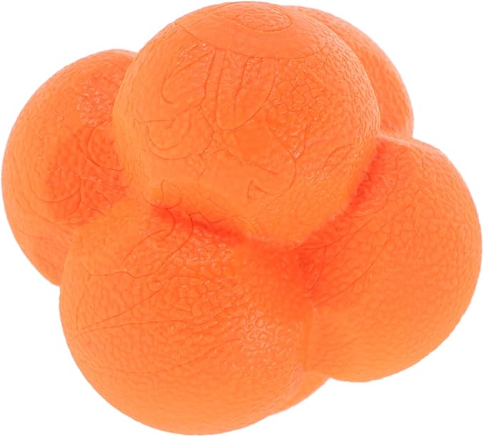 Veemoon Hexagonal Reaction Ball 7cm Orange Rubber Hand-Eye Coordination Ball Agility Training Equipment for Speed and Reflex Training in Sports and Goalkeeper Drills