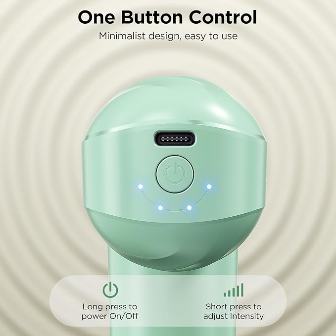Mini Massage Gun, Powerful Handheld Muscle Massager for Muscle Relaxation, Deep Tissue Percussion Small Massage Gun Travel Massager with 4 Massage Heads Silent Brushless Motor, Green