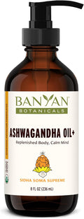 Banyan Botanicals Ashwagandha Oil+ – Organic Herbal Oil – Comforting Sore Muscle Massage Oil for Relaxation & Post-Workout Recovery – 8 oz – Non GMO Sustainably Sourced Ayurvedic Physician Formulated