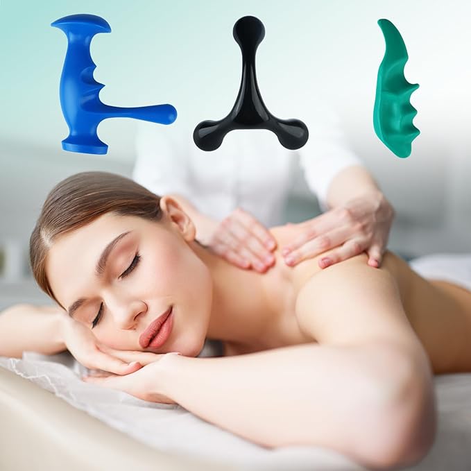 Massage Tool Set, Trigger Point Massage Tool Kit with Thumb Saver, Deep Tissue Manual Back Massager, Pressure Point & Muscle Knot Remover for Neck, Back, Shoulders, Legs