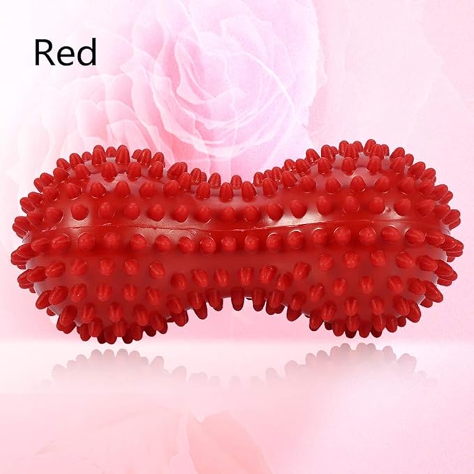 Spiky Massage Ball Peanut Massager Ball Fitness Exercise Mobility Peanut Ball Pain Muscle Steess Foot Myofascial Relief for Plantar Fasciitis Heel Foot Arch Pain (red)