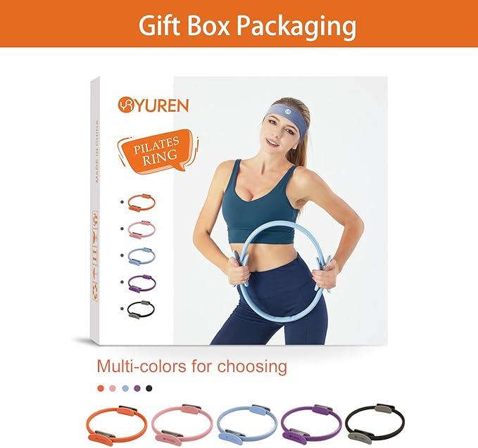 Pilates Ring 14.7 Inch Magic Fitness Circle Durable TPE Padded Handles Exercise Equipment for Toning Strengthening Thigh Abs, Legs and Arms
