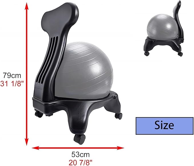 Yoga Ball Chair,Yoga Ball，Exercise Ball, Yoga Ball Chair Ergonomic Chair with Replaceable Balls Stability Yoga Ball Chair for Office Home Classroom Exercise Ball Seat(Light Gray)