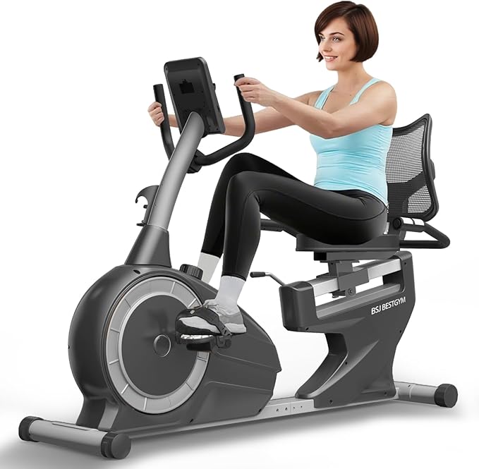 Recumbent Exercise Bike, Recumbent Stationary Bike for Home, Recumbent Bike 350LBS Weight Capacity, Magnetic Recumbent Bike with Smart APP, LCD Monitor, Heart Rate Handle