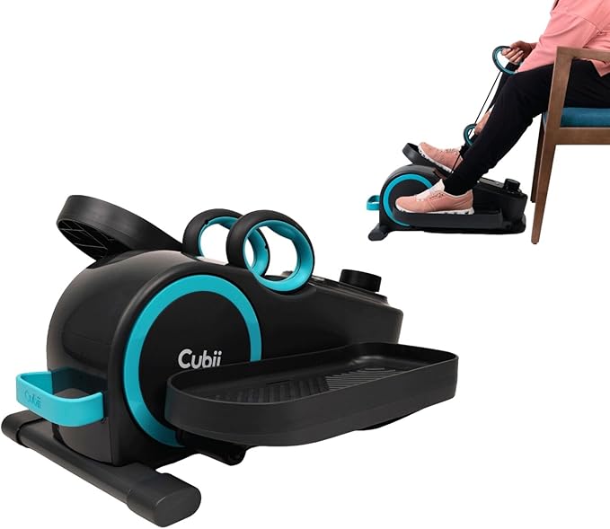 Cubii Total Body Under Desk Elliptical Bike with Built-in Upper Body Resistance Bands | Seated Exercise Machine - Arms + Legs Workout for Seniors & All Ages, 12 Resistance Levels, LCD Display