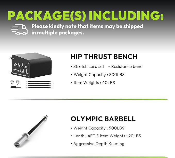 Hip Thrust Bench, Multi-Functional Slip-Free Hip Thrust Machine for Glute Bridge, Box Jump, Push-Ups, Squat, Ab Exercise, Suitable for Home & Gym
