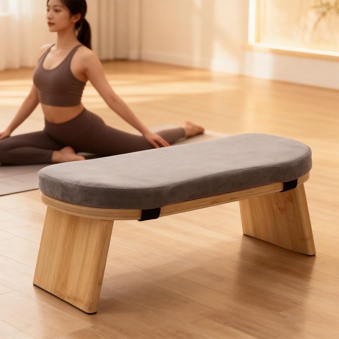 Diydeg Meditation Bench, Premium Beech Wood Folding Kneeling Stool with Magnetic Hinge Locks, Supports 260 lbs, with Soft Cotton Cushion, for Meditation Yoga Prayer Home Use