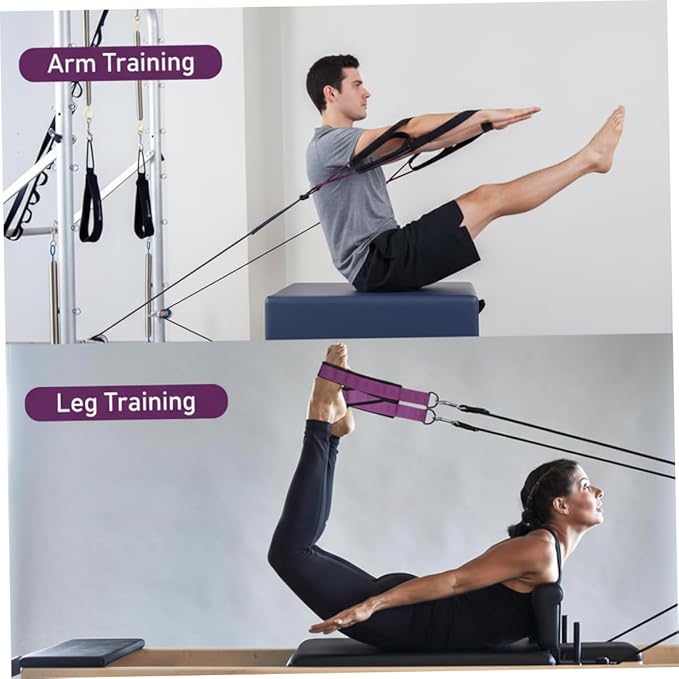 2PCS Pilates Strap, Double Loop Yoga Strap with Comfortable Thick Padding & Sturdy D-Rings for Home Gym, Pilates, and Yoga Workouts...