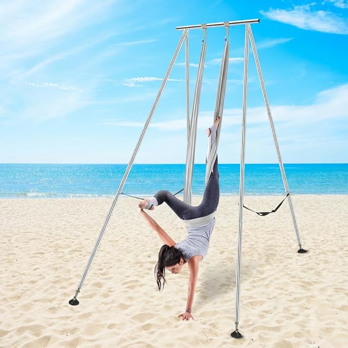 Houseables Aerial Silks, Yoga Swing, Aerial Yoga Hammock, Ariel Silk, Gymnastics Swing, Acrobatics Equipment, For Home, Indoor, Outdoor, Arial Setup, Rig, Sling, Portable