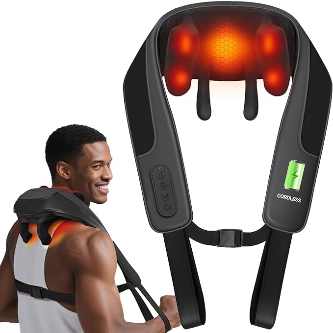 CooCoCo Upgraded Cordless Neck Massager - FSA Eligible, Back Massager for Pain Relief Deep Tissue, Shoulder Massager with Heat, 6D Shiatsu Kneading, HSA Store Massager Gifts for Mom Dad