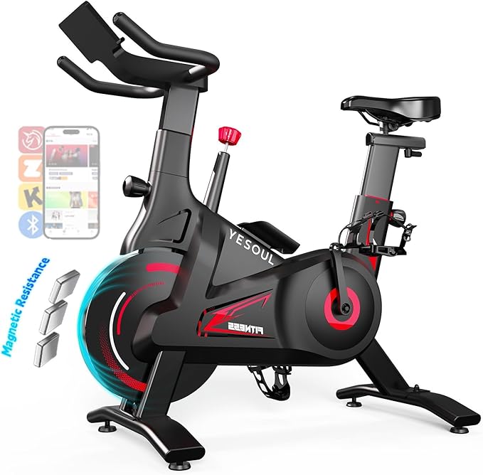 Yesoul Black Exercise Bike for Home,Smart White Cycling Bike Magnetic Stationary Bike, Low Noise Indoor Cycling Bike for Home Gym Electric Stationary Bike with Tablet Mount & Comfortable Seat Cushion for Women Apartment Workout Bike for Fitness