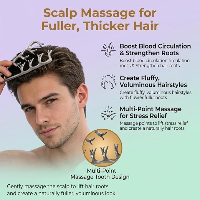 Scalp Massager for Stress Relief, 10-Finger Deep Scalp Massager, Precision-Molded High-Performance Nylon Tool for Relaxation & Natural Hair Volume, Ideal for Home, Office & Shower（Pink & Gray）