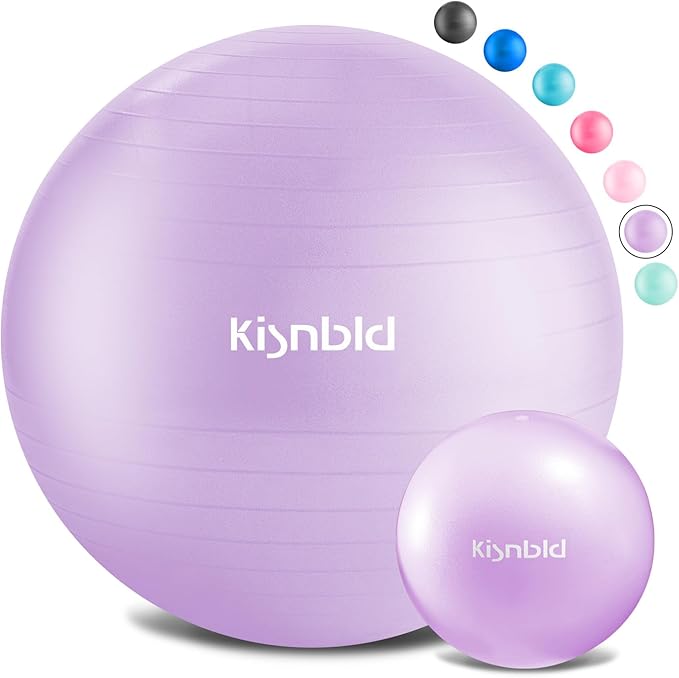Exercise Ball, Extra Thick Yoga Ball for Workout Pregnancy Stability, 4 Sizes Anti-Burst Balance Ball with Foot Pump - Heavy Duty Fitness Ball Chair for Office, Home & Gym