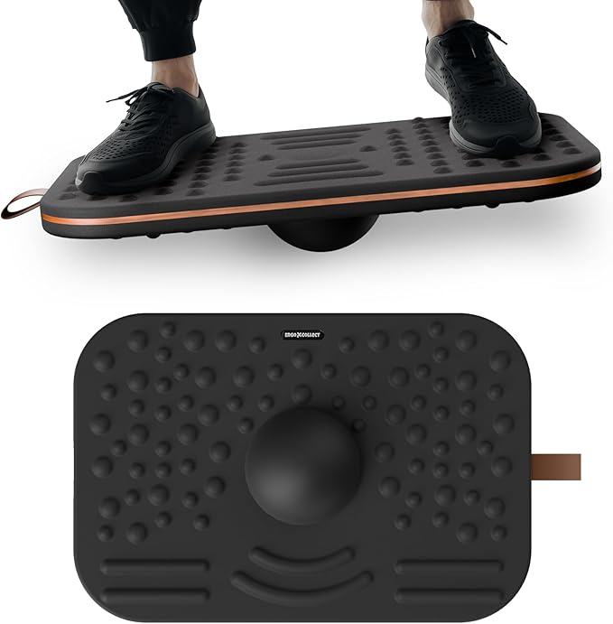 Balance Board for Standing desk, 2-in-1 Dual-Sided Balance Stability Trainer & Anti-Fatigue Standing Mat,Calf Stretcher,for Home,Gym,Office