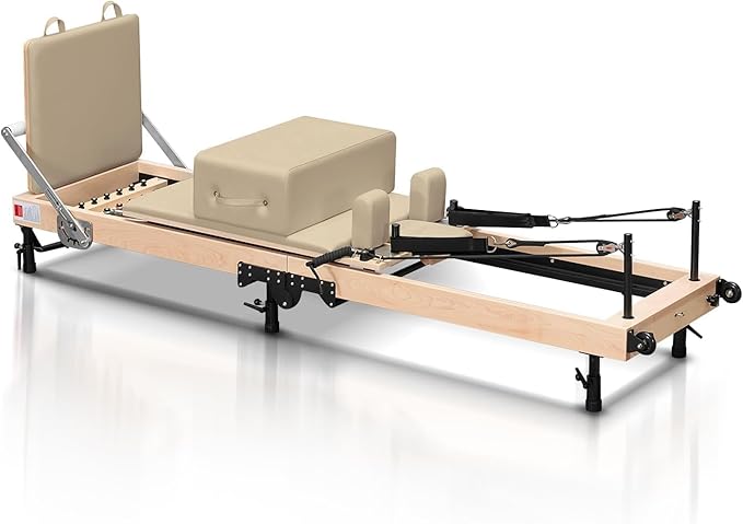 Foldable Pilates Reformer & Equipment - Pilates Reformer Workout Machine for Home Gym with Reformer Accessories, Reformer Box, Padded Jump Board - Up to 300 lbs Weight Capacity
